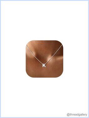 Sterling Silver Initial Necklace Dainty Letter Pendant Gift for Women